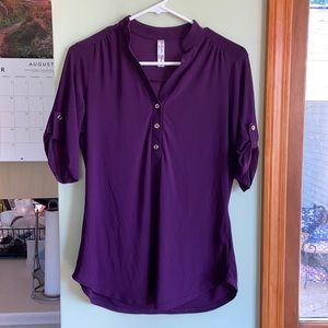 Purple 3/4 Sleeve Blouse — PerSeption Concept, S